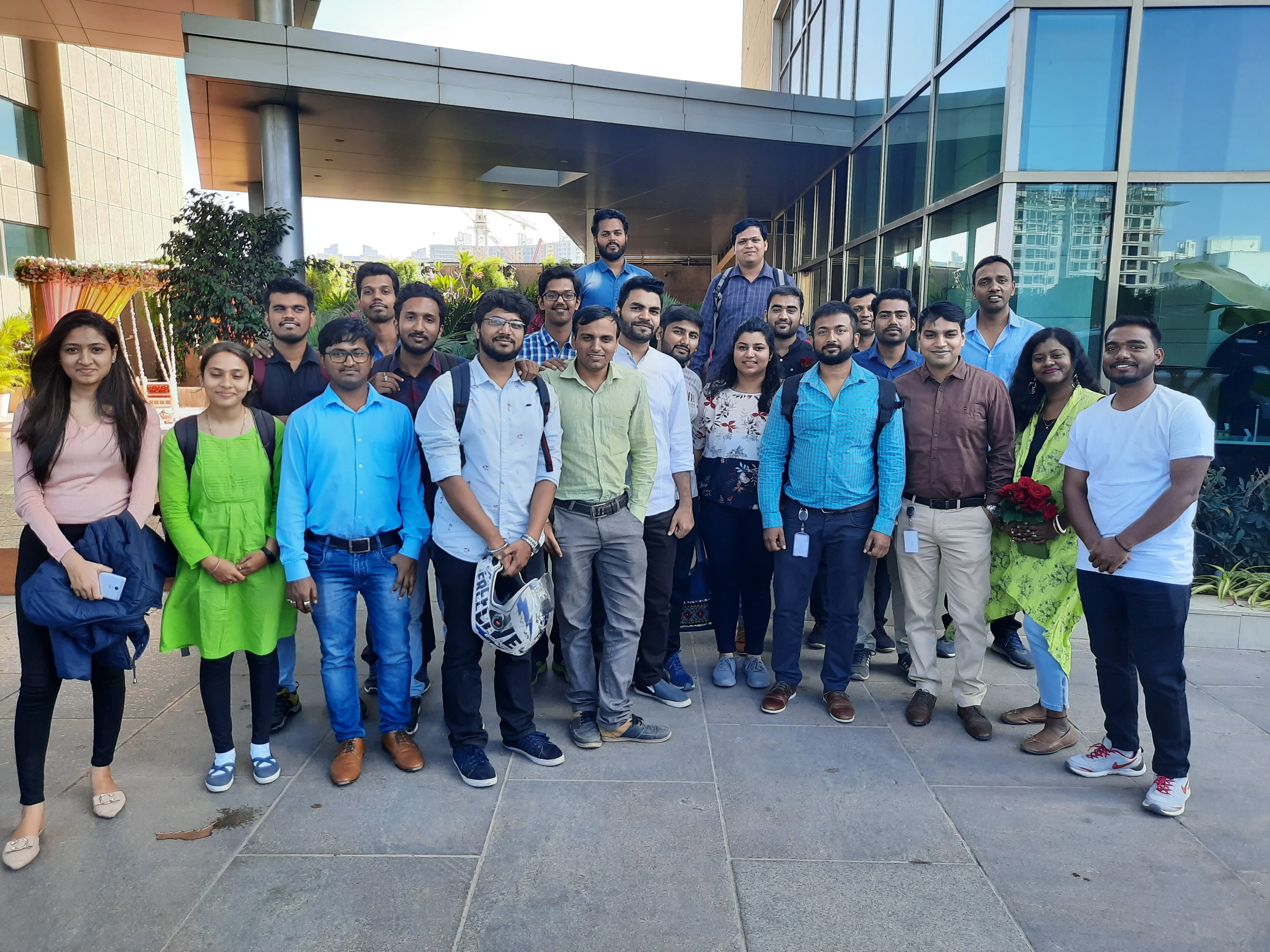 The Rudder Analytics team outside an office building